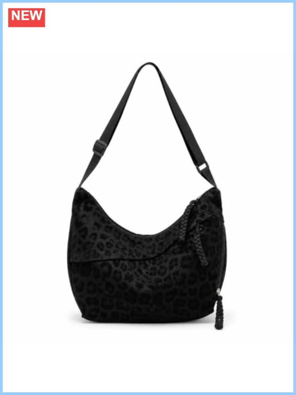 Leopard Print Crescent Hobo Crossbody Bag Adjustable Strap Women